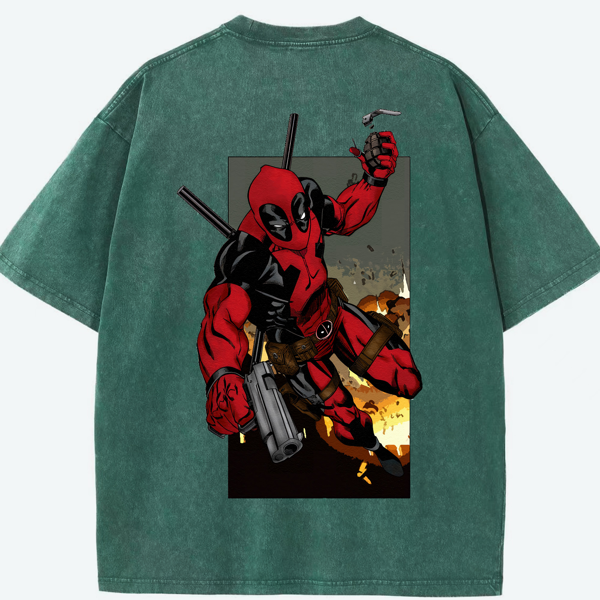 （画像用） Deadpool デッドプール 綿100% ヴィンテージ風 半袖Tシャツ（背面プリント）